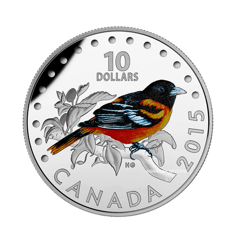 2015 Canada $10 Colorful Songbirds Of Canada The Baltimore Oriole Fine Silver (No Tax)