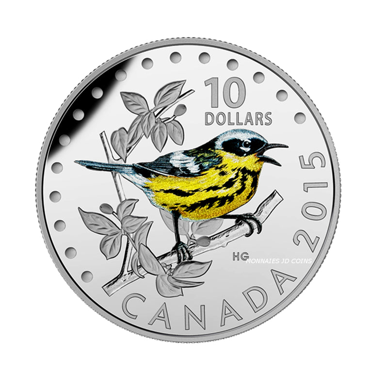 2015 Canada $10 Colorful Songbirds Of Canada The Magnolia Fine Silver (No Tax)