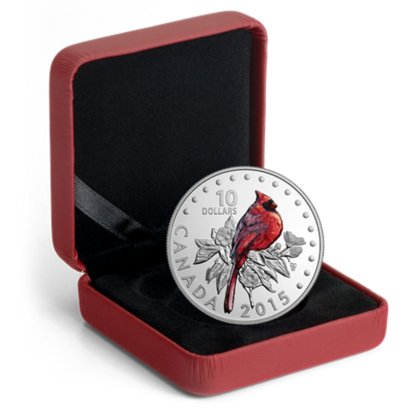 2015 Canada $10 Colorful Songbirds Of Canada The Northern Cardinal Fine Silver (No Tax)