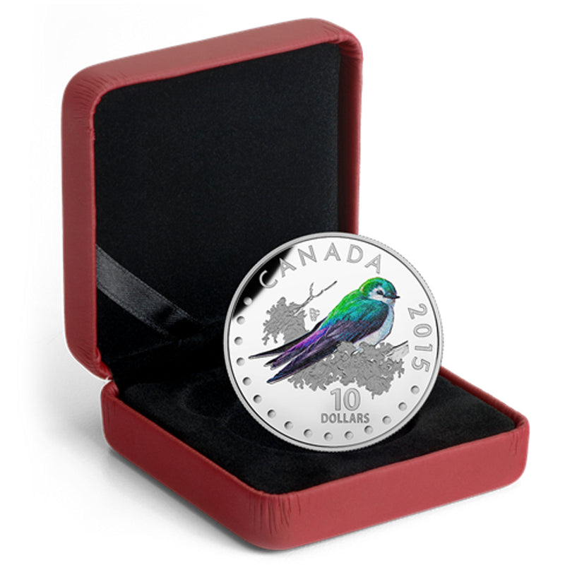 2015 Canada $10 Colorful Songbirds Of Canada The Violet Green Swallow Fine Silver (No Tax)