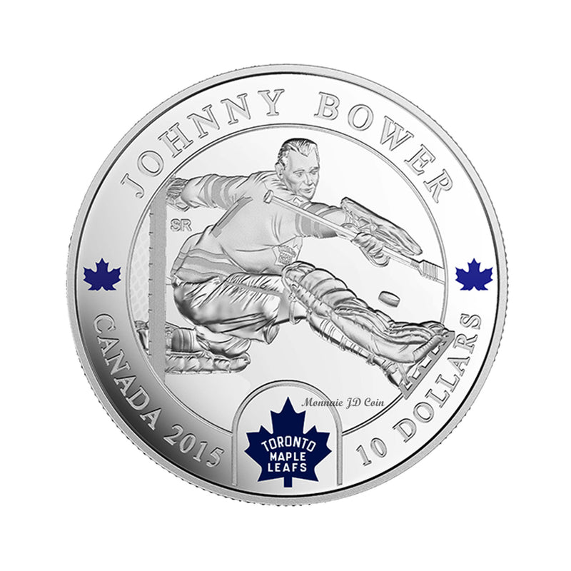 2015 Canada $10 Goalies Johnny Bower Fine Silver (No Tax)