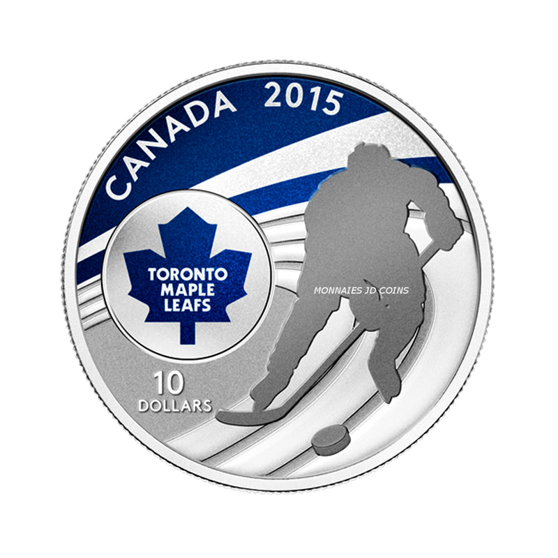 2015 Canada $10 Canadian NHL Toronto Maple Leafs Fine Silver (No Tax)