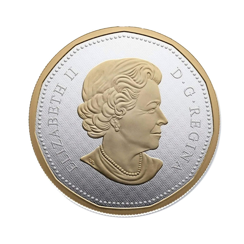 2015 Canada $1 Gold Plated Big Coin 5oz Fine Silver