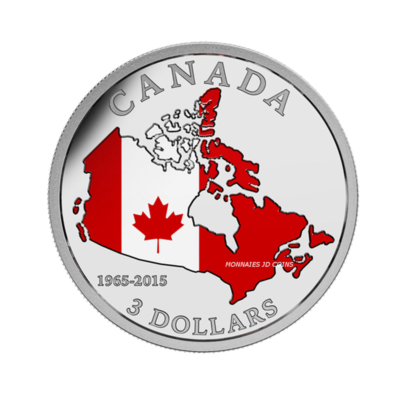 2015 $3 Canada 50th Anniversary of the Canadian Flag Fine Silver (No Tax)