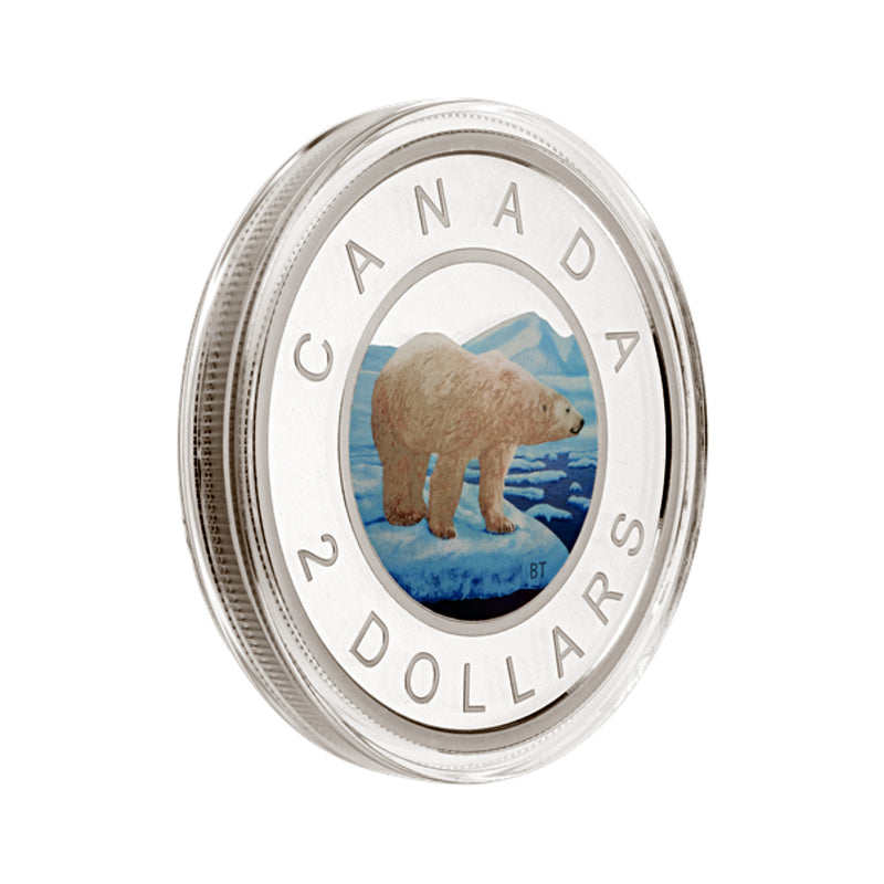 2016 Canada 5 oz. Pure Silver Coloured Coin - Big Coin Series  $2 Dollar Polar Bear