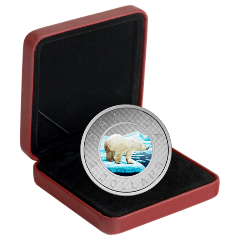 2016 Canada 5 oz. Pure Silver Coloured Coin - Big Coin Series  $2 Dollar Polar Bear