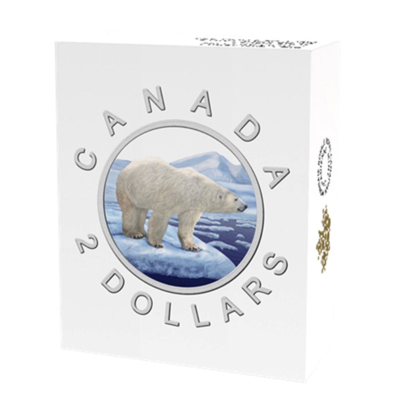2016 Canada 5 oz. Pure Silver Coloured Coin - Big Coin Series  $2 Dollar Polar Bear