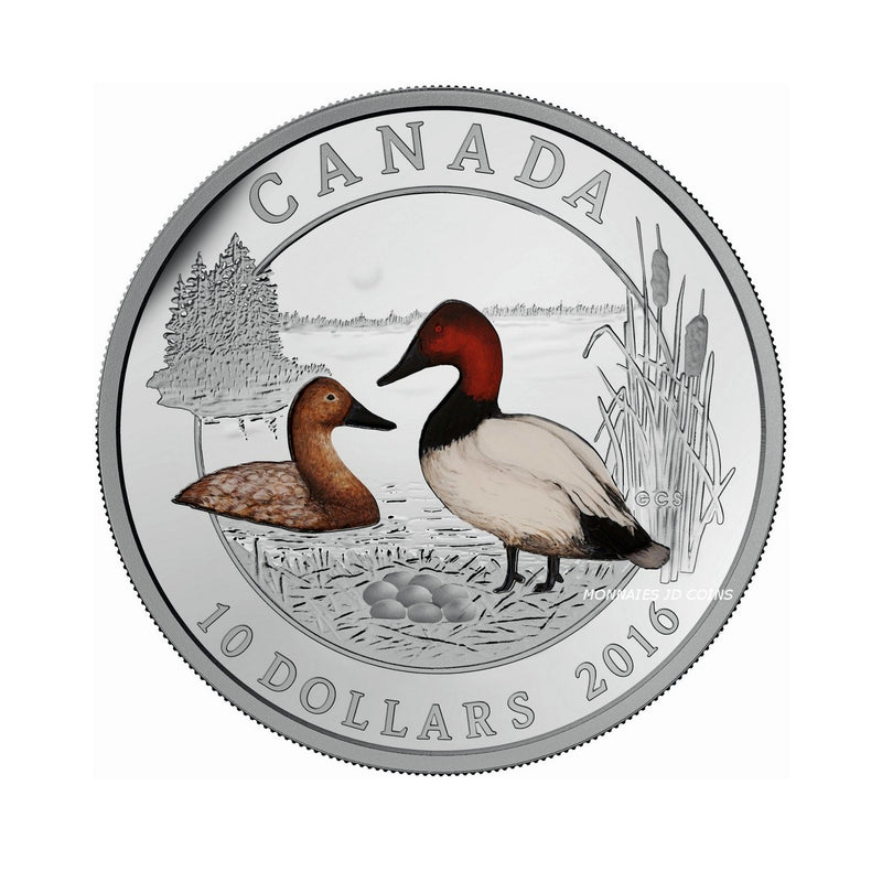 2016 Canada $10 Duck Of Canada Canvasback Fine Silver (No Tax)