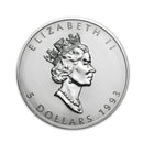 1993 Canadian Maple Leaf BU Brilliant Uncirculated 1 oz .9999 Silver $5 Coin ( No Tax )