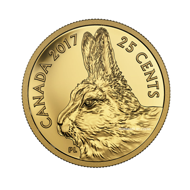 2017 Canada 25 Cent Predator vs. Prey SeriesTraditional Arctic Hare 0.5gr 9999 Pure Gold (No Tax)