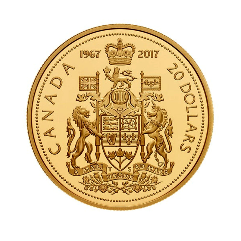 2017/ 1967 Canada $20 99.99% Fine Silver Coin Gold Plated  From Proof Set