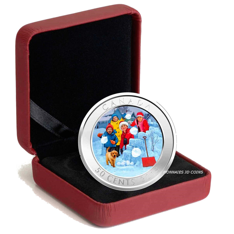 2018 Canada 50 Cent Holiday Snowball Fight Lenticular Coin