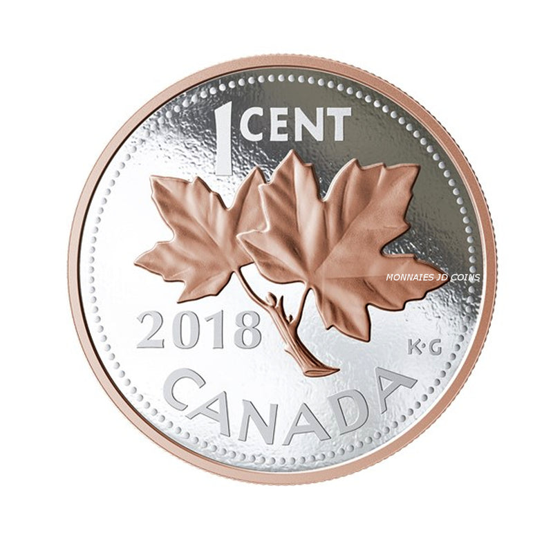 2018 Canada Big Coin 1 Cents Series RCM 5oz Fine Silver & Rose Gold Plated (No Tax)