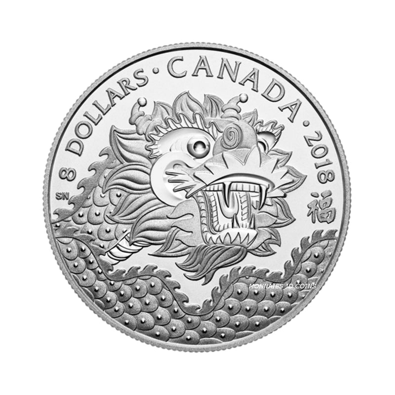 2018 Canada $8 Pure Silver Coin - Dragon Luck (No Tax)