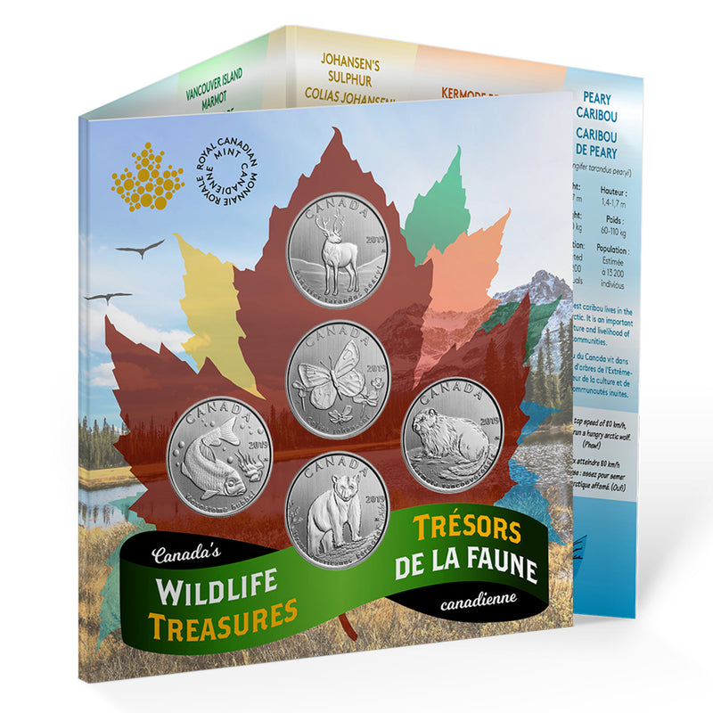 2019 50 Cent Canada's Wildlife Treasures 5 Coins Set