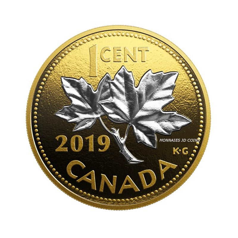 2019 Canada Big Coin 1 Cents Series RCM 5oz Fine Silver Reverse Gold Plated (No Tax)