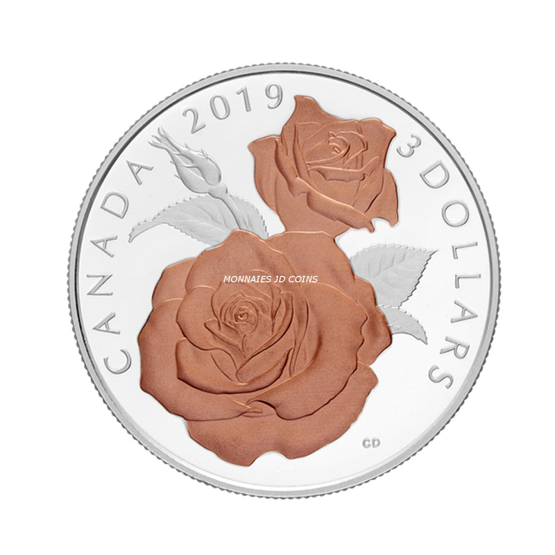 2019 Canada $3 Queen Elizabeth Rose Blossoms fine Silver (No Tax)