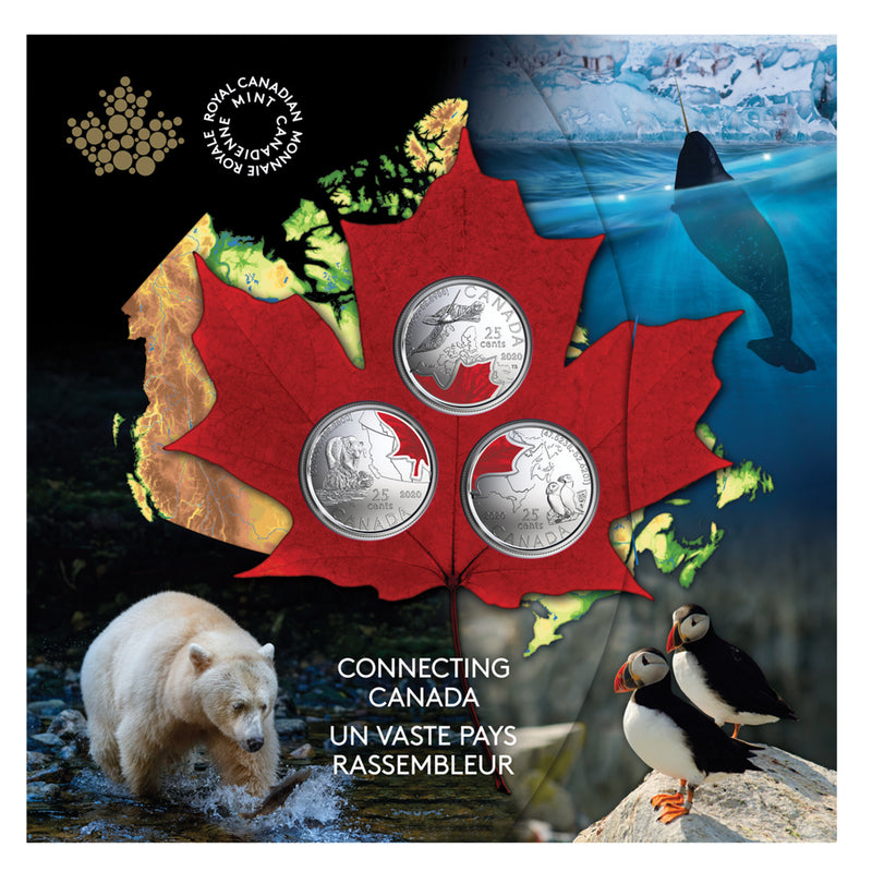 2020 Canada 25 Cent Connecting Canada 3 Coin Set