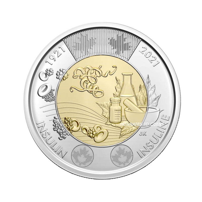 2021 Canada $2 No Coloured 100th Anniversary of the Discovery of Insulin BU