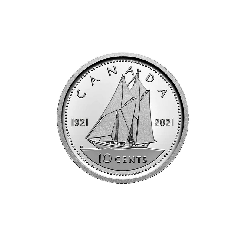 2021 Canada 10 Cent 100th Ann. Of Bluenose (George VI) Proof 99.99% Fine Silver Coin From Mint Set