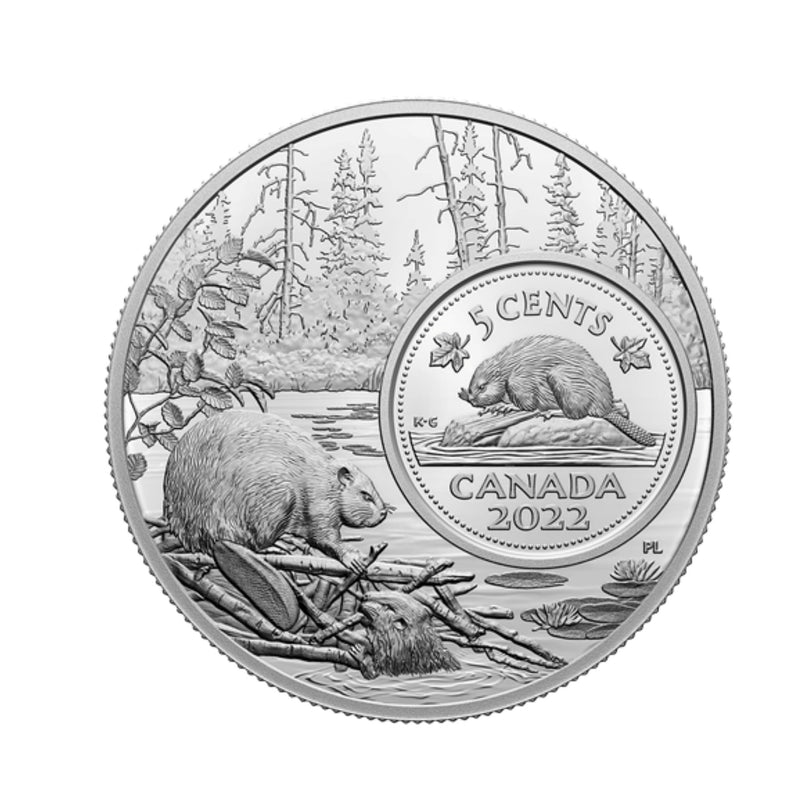 2022 Canada 5-cent The Bigger Picture - Beaver 5oz Fine Silver