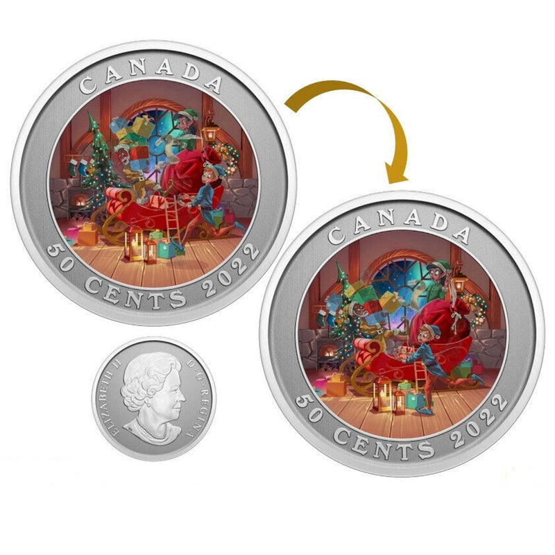 2022 Canada 50 Cent Santa's Sleigh Lenticular Coin