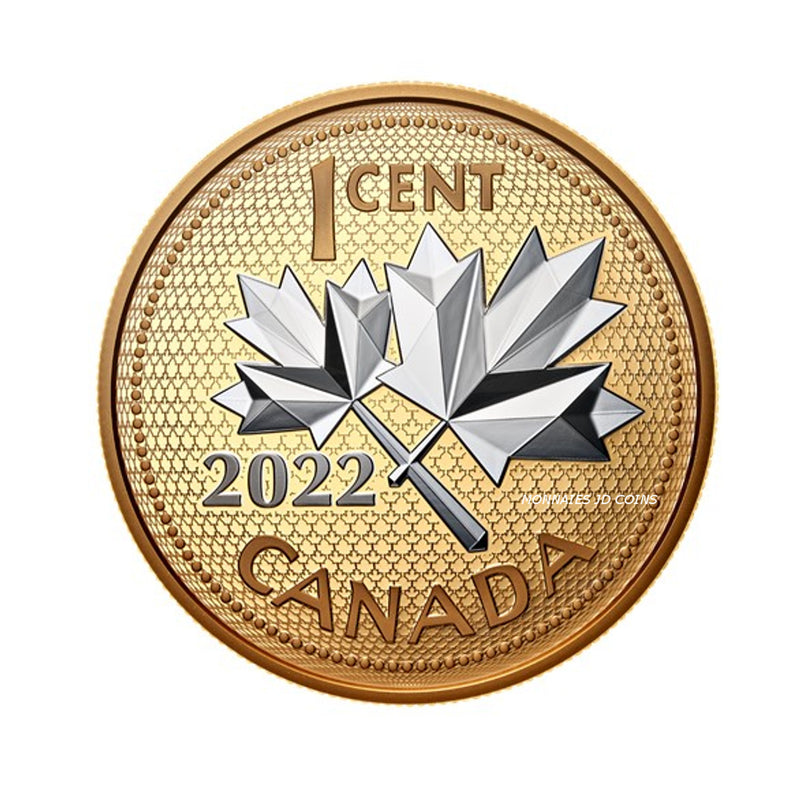 2022 Canada Big Coin 10th Anniv.Of Farewell To The Penny 5oz Fine Silver Gold Plated (No Tax)