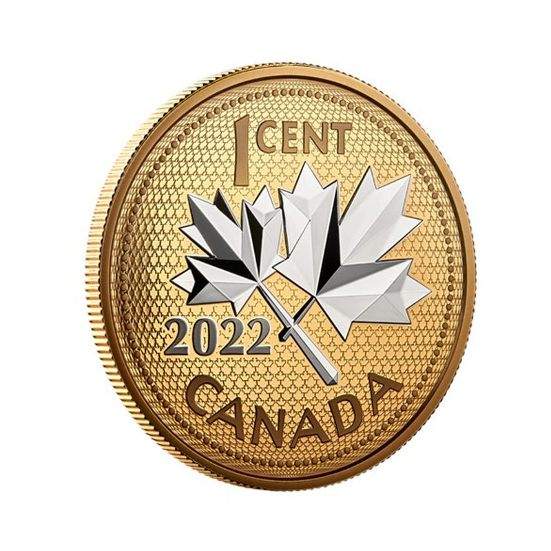 2022 Canada Big Coin 10th Anniv.Of Farewell To The Penny 5oz Fine Silver Gold Plated (No Tax)