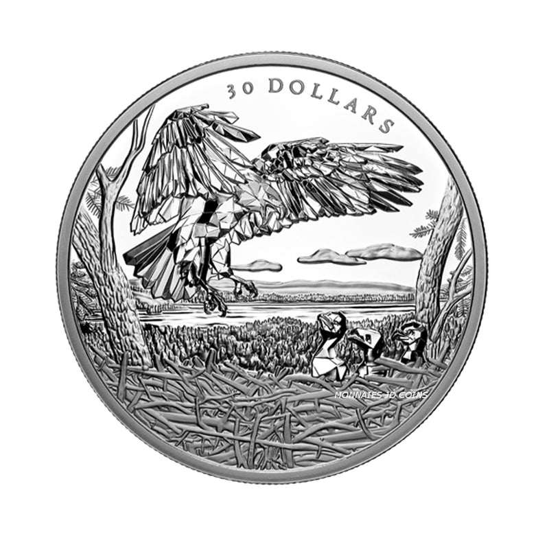 2022 Canada $30 2 oz. Pure Silver Coin Multifaceted Animal Family: Bald Eagles (No Tax)