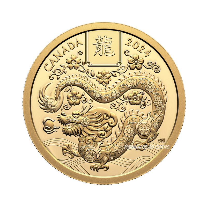 2024 Canada $100 Lunar Year of the Dragon 1-2oz. Pure Gold Coin  (No Tax)