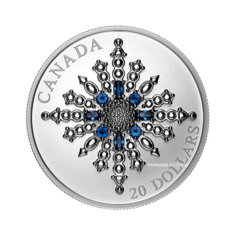 2024 Canada $20 The Sapphire Jubilee Snowflake Brooch Fine Silver Coin (No Tax)