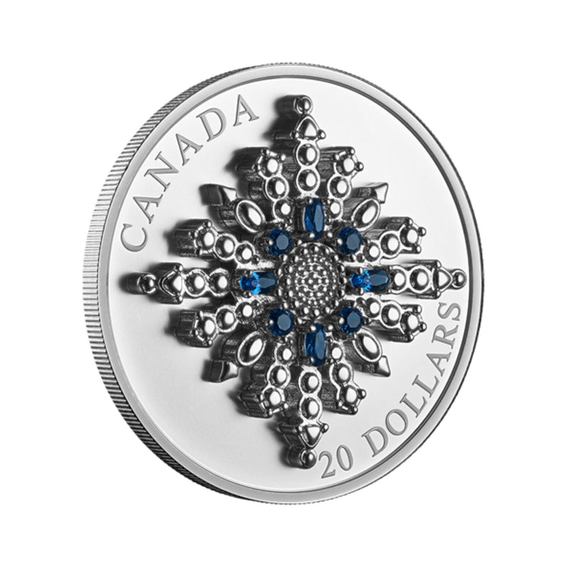 2024 Canada $20 The Sapphire Jubilee Snowflake Brooch Fine Silver Coin (No Tax)