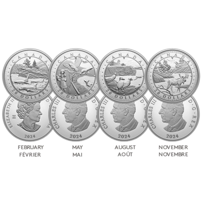 2024 Canada $20 This Is Canada Wondrous Waters  Fine Silver Four Coin Subscription (No Tax)