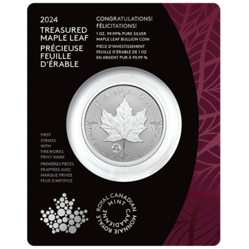 2024 Canada $5 Treasured Silver Maple Leaf First Strikes Congratulations Privy Mark 1 oz. 99.99% Pure Silver Coin (Premium Bullion) (no Tax) (Copy) (Copy)