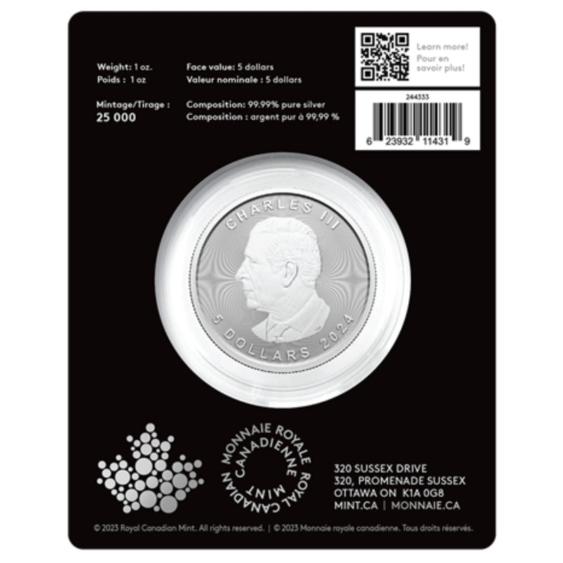 2024 Canada $5 Treasured Silver Maple Leaf First Strikes Polar Bear Privy Mark 1 oz. 99.99% Pure Silver Coin (Premium Bullion) (no Tax) (Copy)