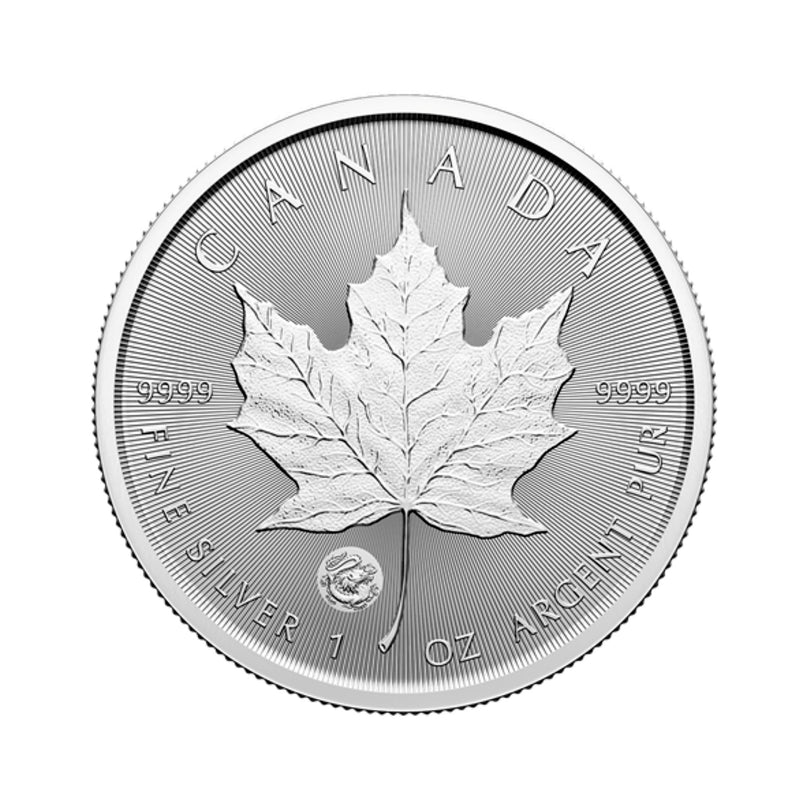 2024 Canada $5 Treasured Silver Maple Leaf First Strikes Year of the Dragon Privy Mark 1 oz. 99.99% Pure Silver Coin (Premium Bullion) (no Tax)