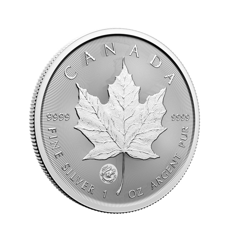 2024 Canada $5 Treasured Silver Maple Leaf First Strikes Year of the Dragon Privy Mark 1 oz. 99.99% Pure Silver Coin (Premium Bullion) (no Tax)