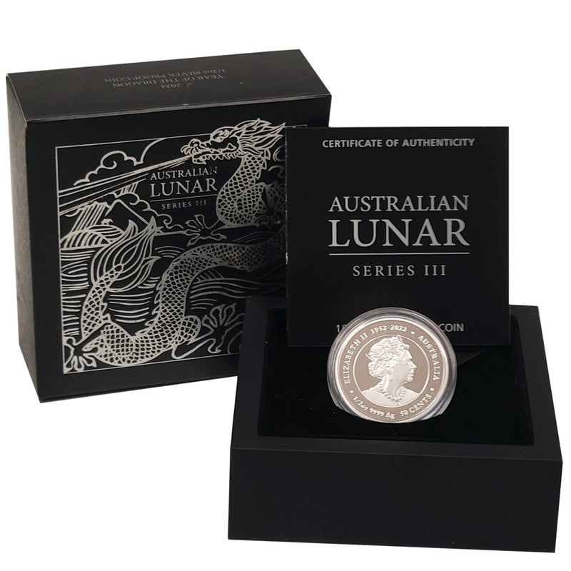 2024 Australian Lunar Serie III Year Of The Dragon 1/2oz Silver Proof Coin