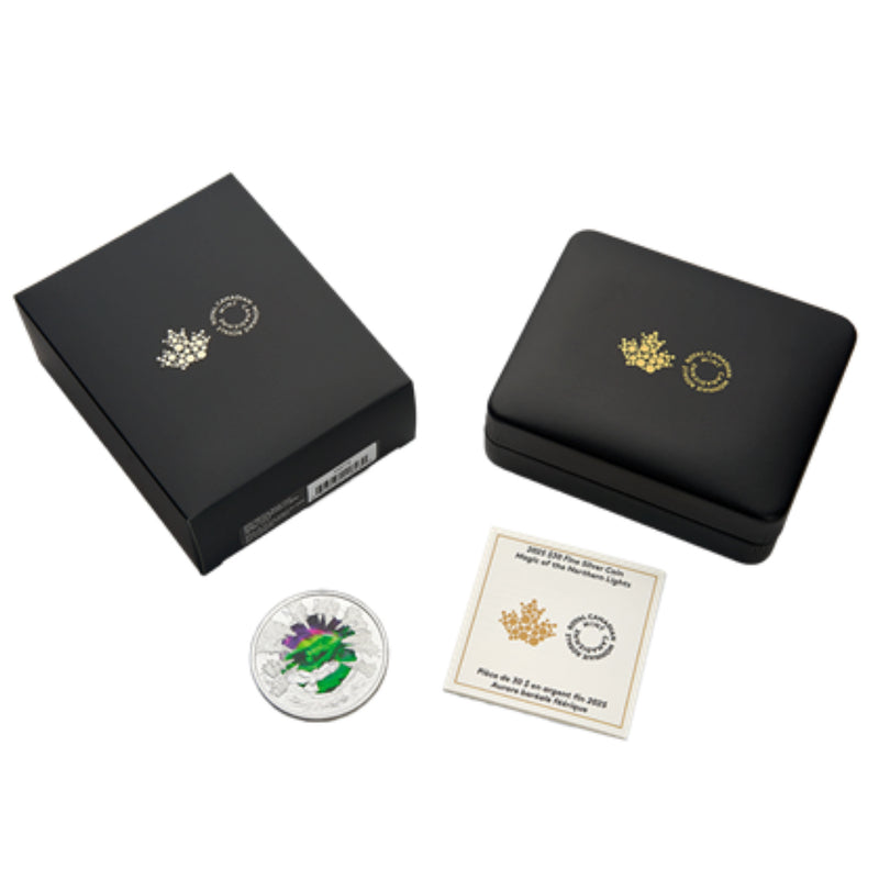 2025 CANADA MAGIC of the NORTHERN LIGHTS 2oz .9999 Silver GLOW IN DRK $30 Coin