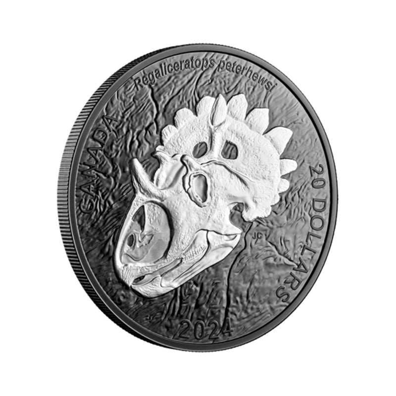 2024 Canada $20 Discovering Dinosaurs Royal Horned Face Rhodium Plated Pure Silver Coin (No Tax)