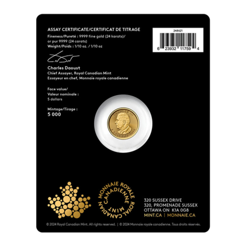 2025 Canada $5 Treasured Gold Maple Leaf Polar Bear Privy Mark 1/10 oz. 99.99% Pure Gold Coin (Premium Bullion) (No Tax)