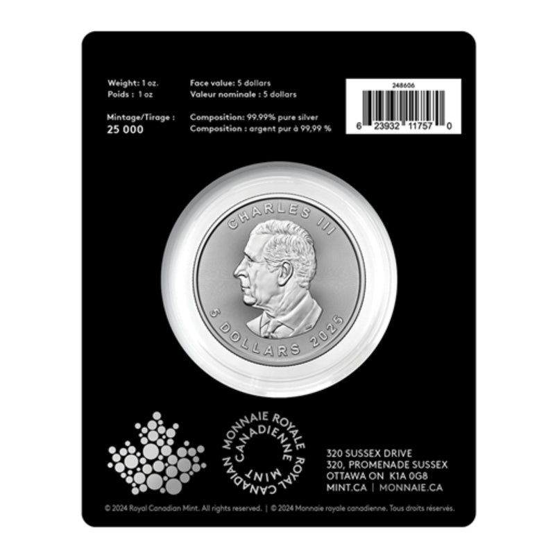 2025 Canada $5 Treasured Silver Maple Leaf  Privy Mark Polar Bears 1 oz. Pure Silver Coin (Premium Bullion) (No Tax)