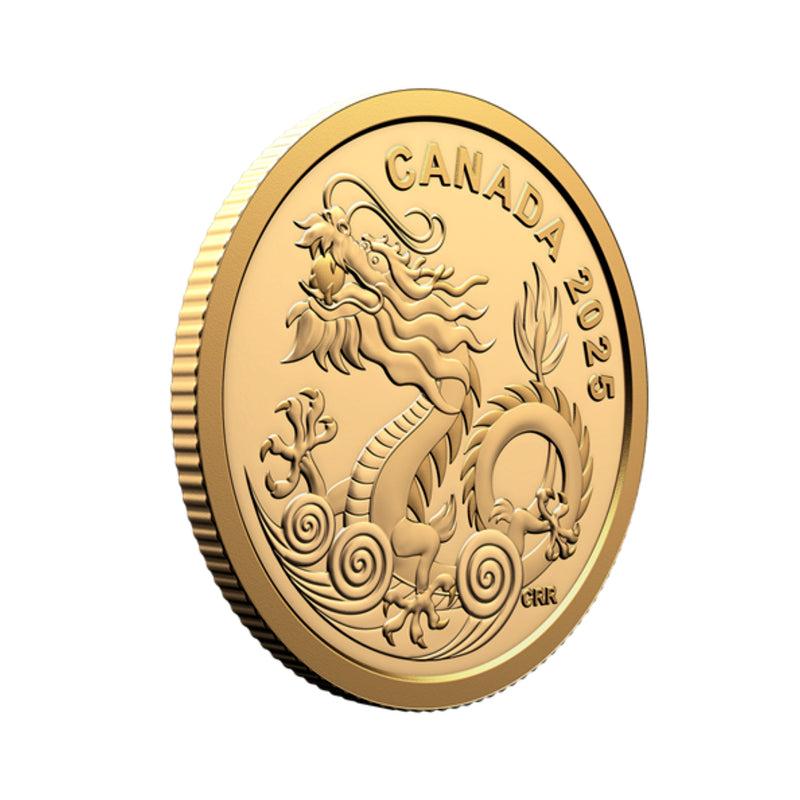 2025 Canada $8 2025 Water Dragon 1/2oz Pure Gold Coin  (No Tax)