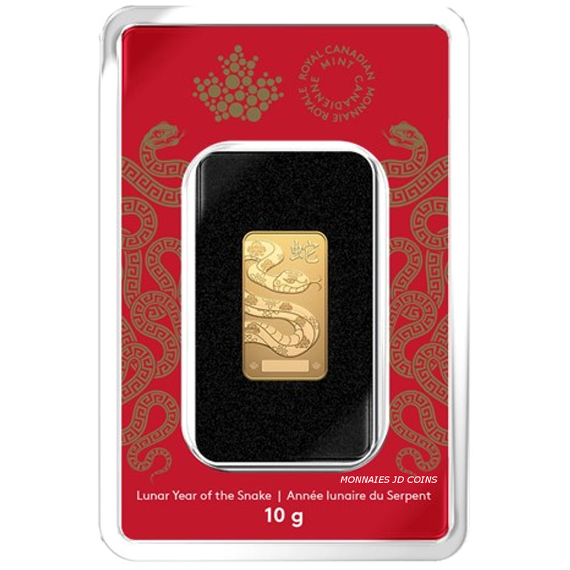 2025 Canada Lunar Year of the Snake  10 g 99.99% Pure Gold Bar (Premium Bullion) (No Tax)