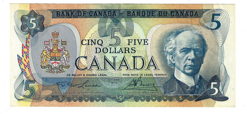 1979 Canada $5 Banknote Lawson-Bouey, 30, BC-53a (EF)