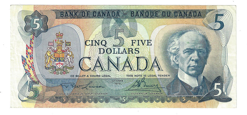 1979 Canada $5 Banknote Lawson-Bouey, 30, BC-53a (VF)
