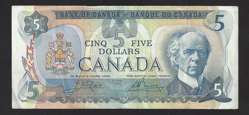 1979 $5 Bank of Canada Note Crow-Bouey Prefix 30552244113 BC-53b (VF)