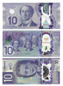 2013 To 2018 Canada Banknote Set Of 3 Variety  Polymer $10 (CH/UNC)