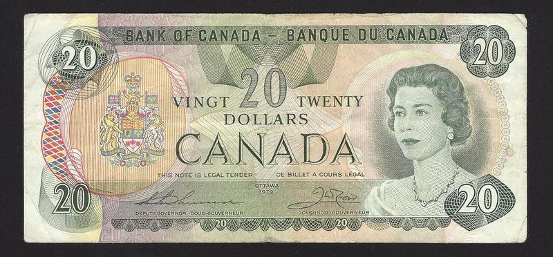 1979 $20 Bank of Canada Note Thiessen-Crow Prefix 52500036856 BC-54c (Circ.)