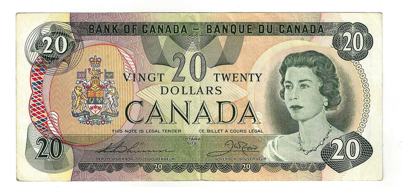1979 Canada $20 Banknote Thiessen-Crow, 56, BC-54c-i Circ.